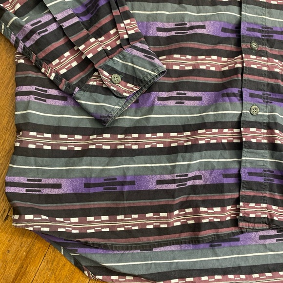 MILLER STOCKMAN Vtg 90s Purple Aztec Southwest Aztec Lind Sleeve Shirt Men's M - Picture 7 of 14